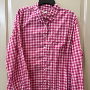 J Crew Women's Dark Pink Gingham Long Sleeve 3X Button Down